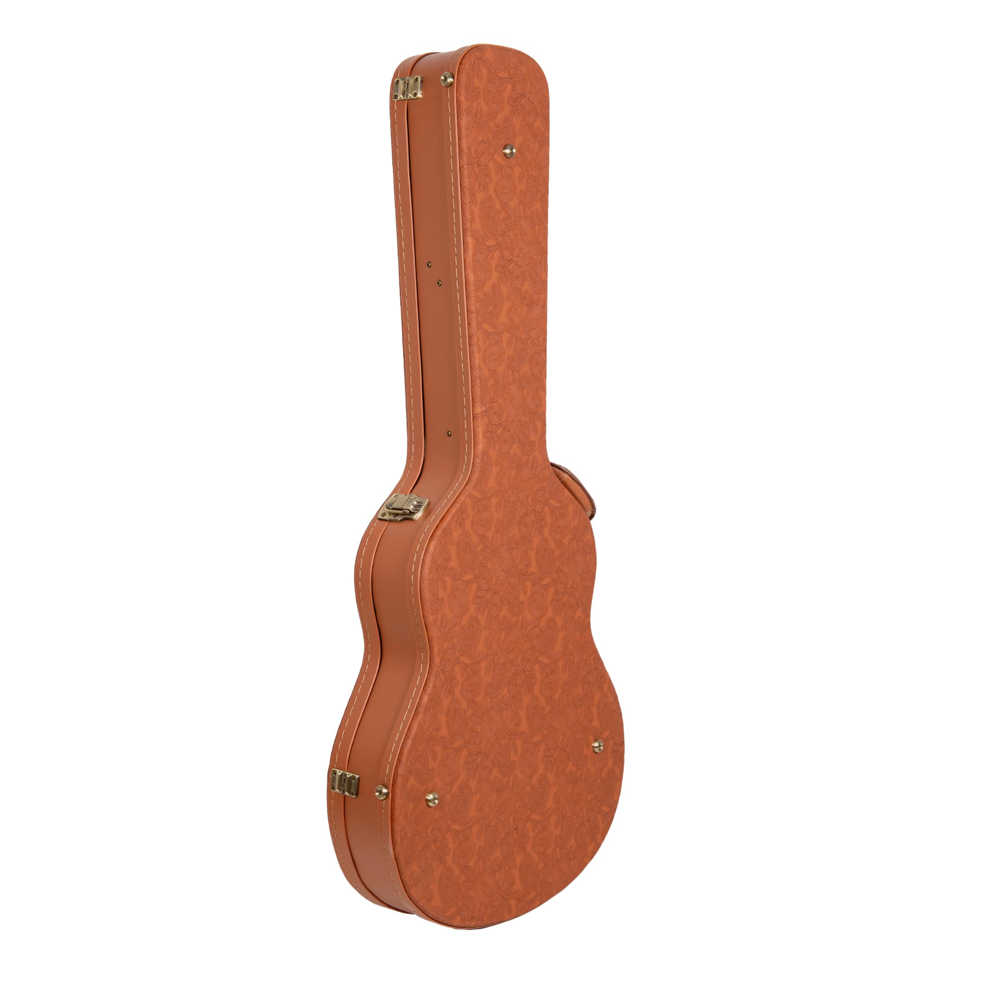 Crossrock Relief Series 335 Guitar Case for ES-335 & Semi-Hollow Electric Guitars | Carved Red Wood Finish, Ivory Plush Interior, Lock (CRW630SARO)