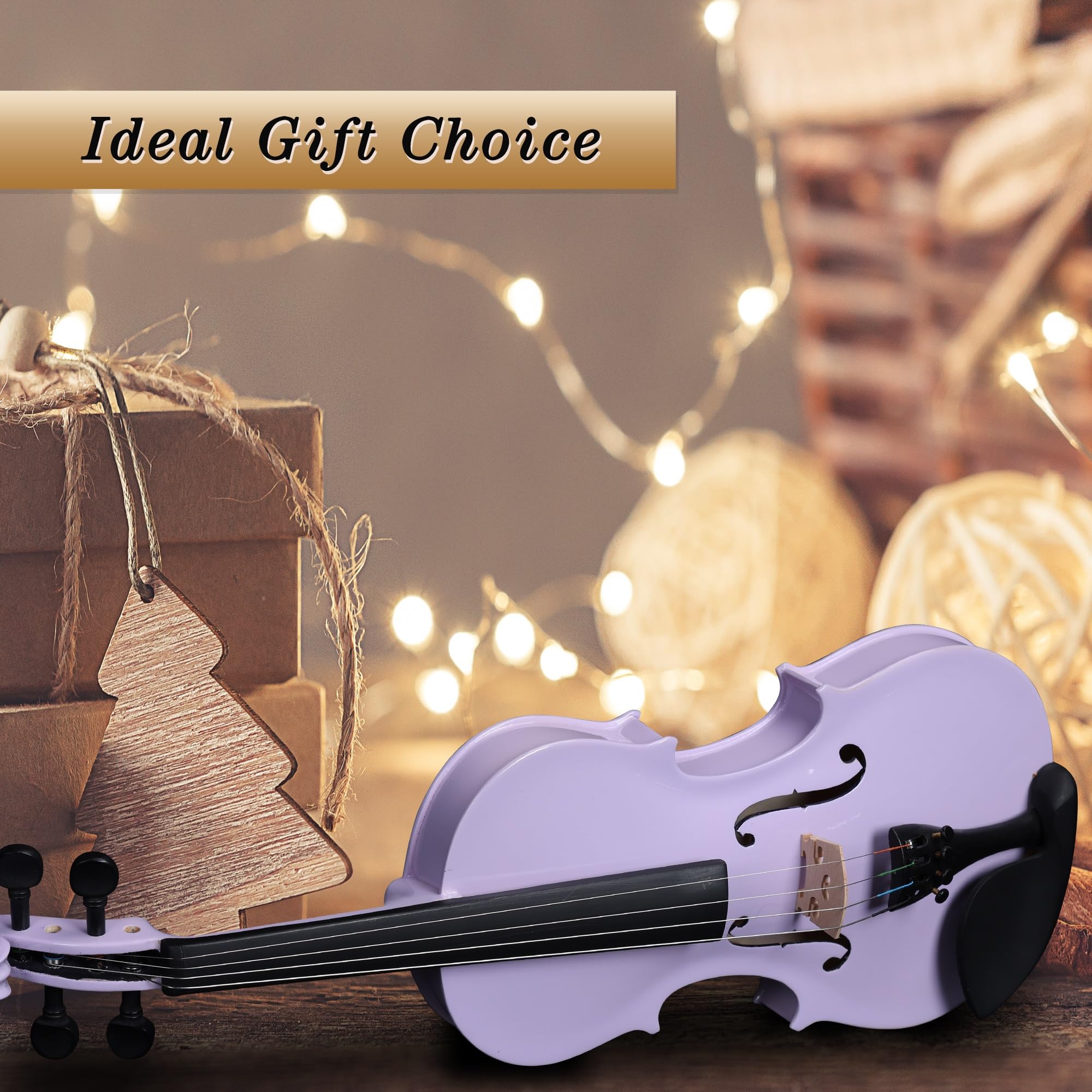 ADM Acoustic Violin for Kids Beginners, 3/4 Size Acoustic Violin Fiddle for Teens Students Violin Starter Kit with Hard Case, E-Tuner, Rosin, Shoulder Rest, Bow, Extra Strings, Free Lessons, Purple