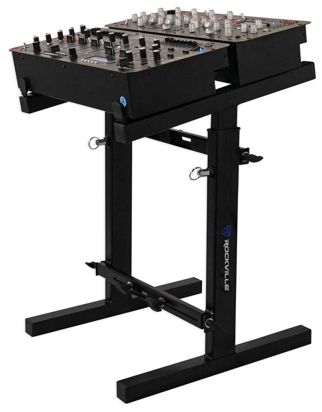 Rockville RXS20 Portable Mixer Stand, Adjustable Height and Width, Black