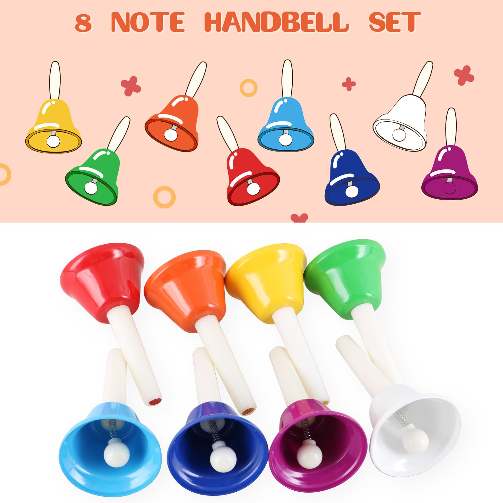 EASTROCK Handbells 8 Note Hand Bells Set for Adults
