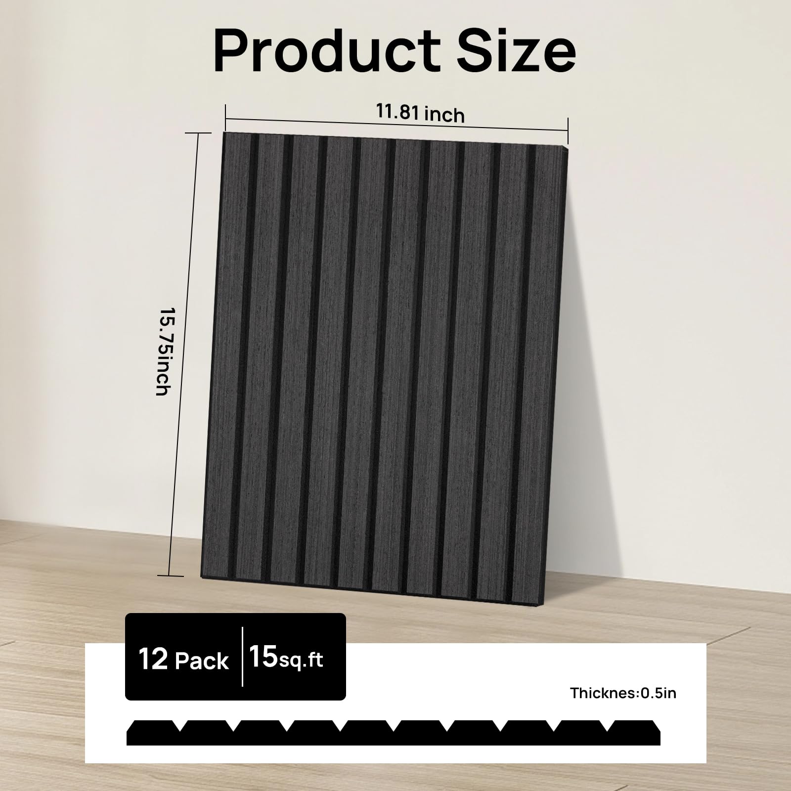 WalDecoo Black Acoustic Panels, 12 Pack Self-Adhesive Sound Absorbing Tiles