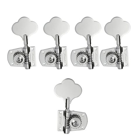 KAISH Cloverleaf Lefty 5 String Bass Tuners Bass Tuning Machines 5 String Bass Tuning Keys for Standard/Highway One Series Jazz Bass J Bass/Precision Bass P Bass Chrome 4 Left/1 Right