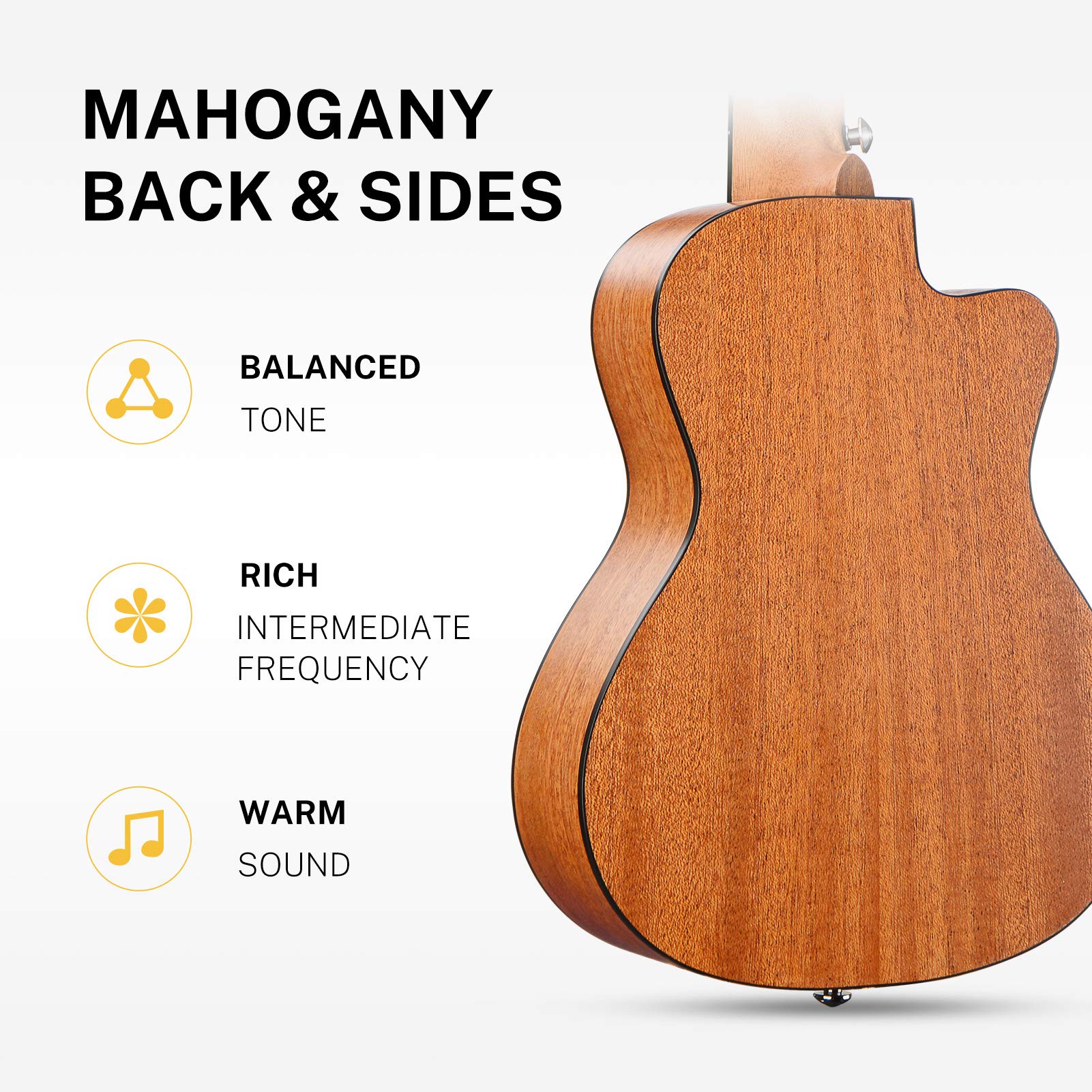 Donner Left handed Concert Ukulele Mahogany 23 Inch Professional Cutaway Ukelele Bundle Kit for Beginner Adults with Gig Bag Strap Nylon String Tuner Picks Cloth DUC-100L Ukalalee Yukalalee