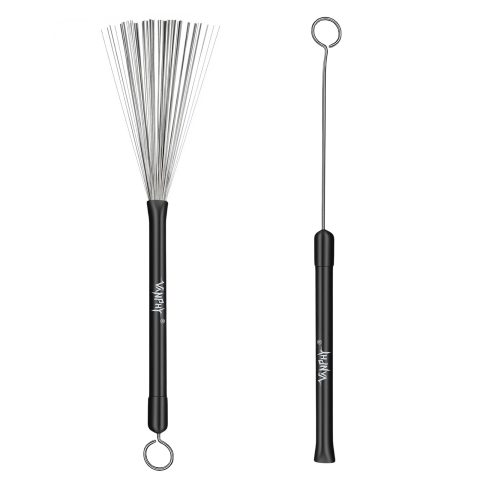 VANPHY 1 Pair Drum Brushes Retractable Wire Brushes with Rubber Handles