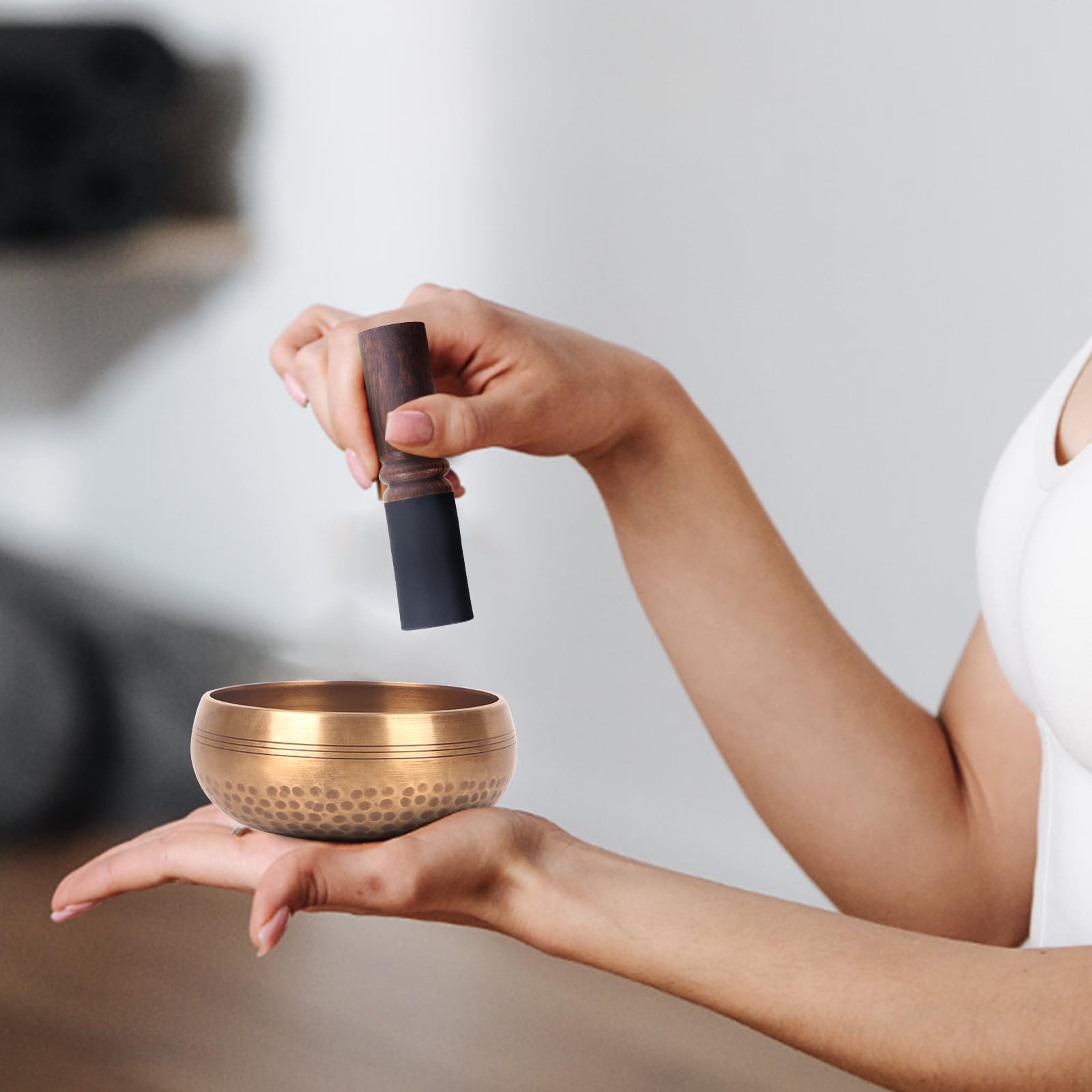 Kmise Tibetan Singing Bowls Set- Handmade in Nepal Meditation Sound Bowls for Yoga, Meditation, Mindfulness, Healing and Chakra Balancing, Stress Relief (5′, Buddha)