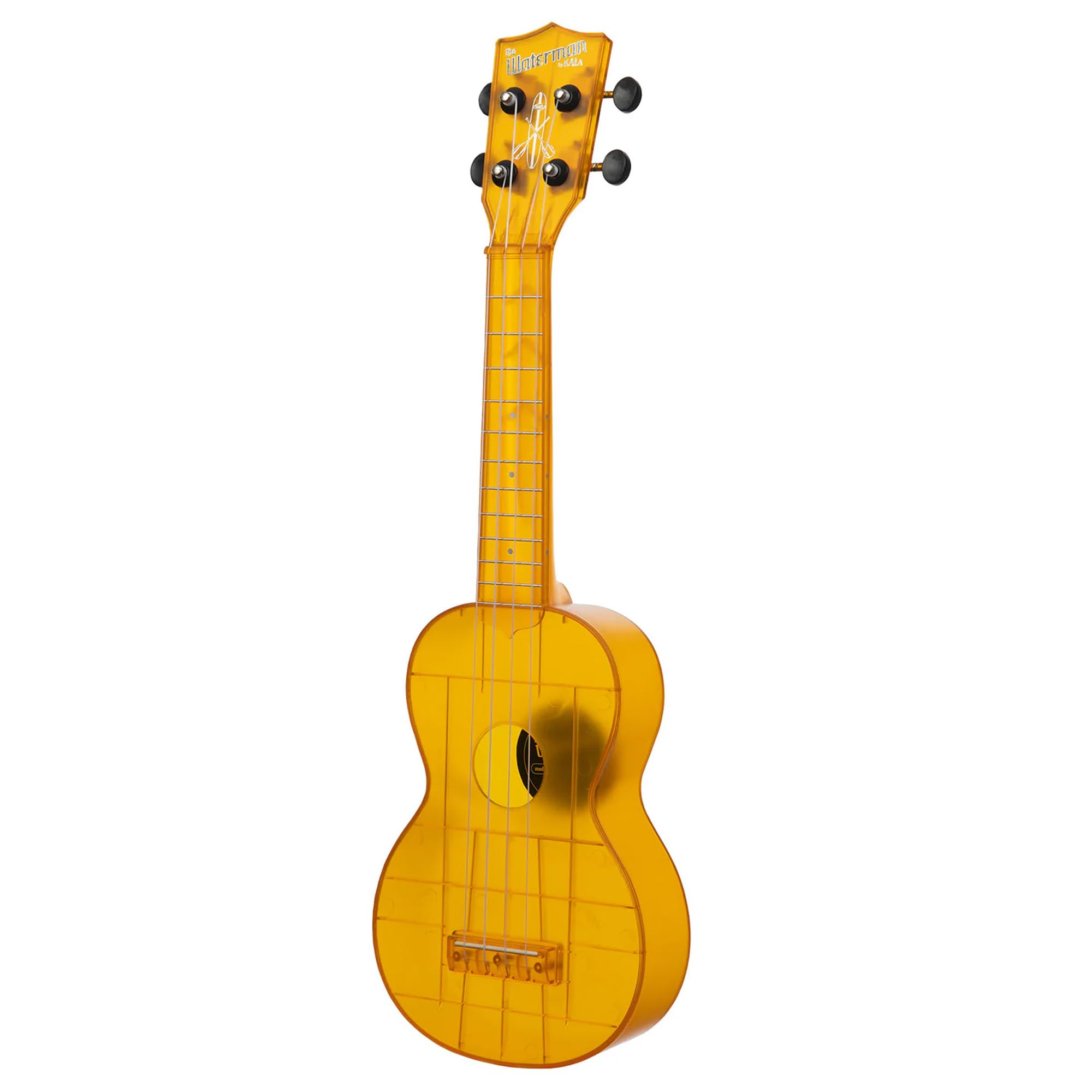 Kala Ukulele Amber Yellow 4 String Soprano Ukulele from the Waterman Sea Glass Collection, Classroom Instruments