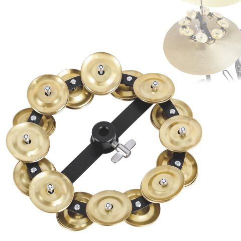 EASTROCK 5.5 Inch Cymbal Hi-Hat Tambourine Double Rows,Gold