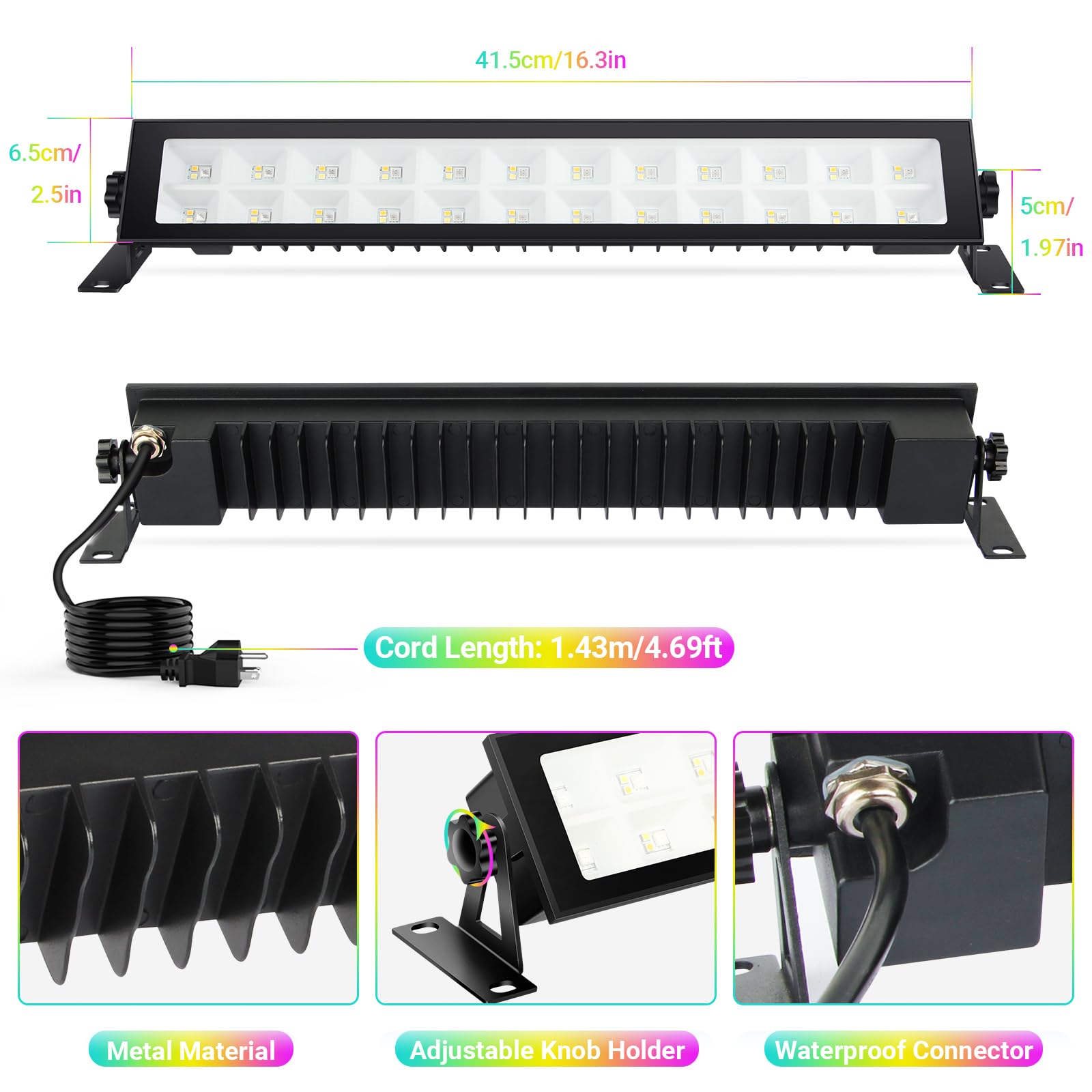 Yeesite LED Stage Wash Light Bar 2Pack for Outdoor Indoor Party