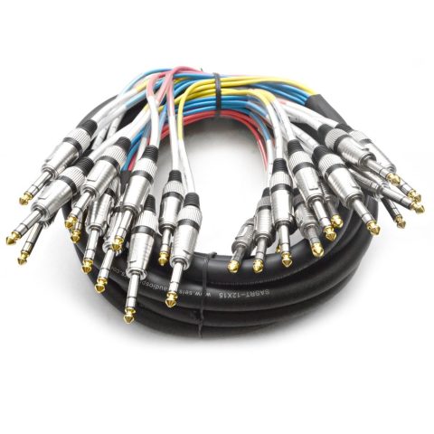 12 Channel 1/4″ TRS Snake Cable – 15 Feet Long – Serviceable Ends – Pro Audio Effects Snake for Live Live, Recording, Studios, and Gigs – Patch, Amp, Mixer, Audio Interface 15′