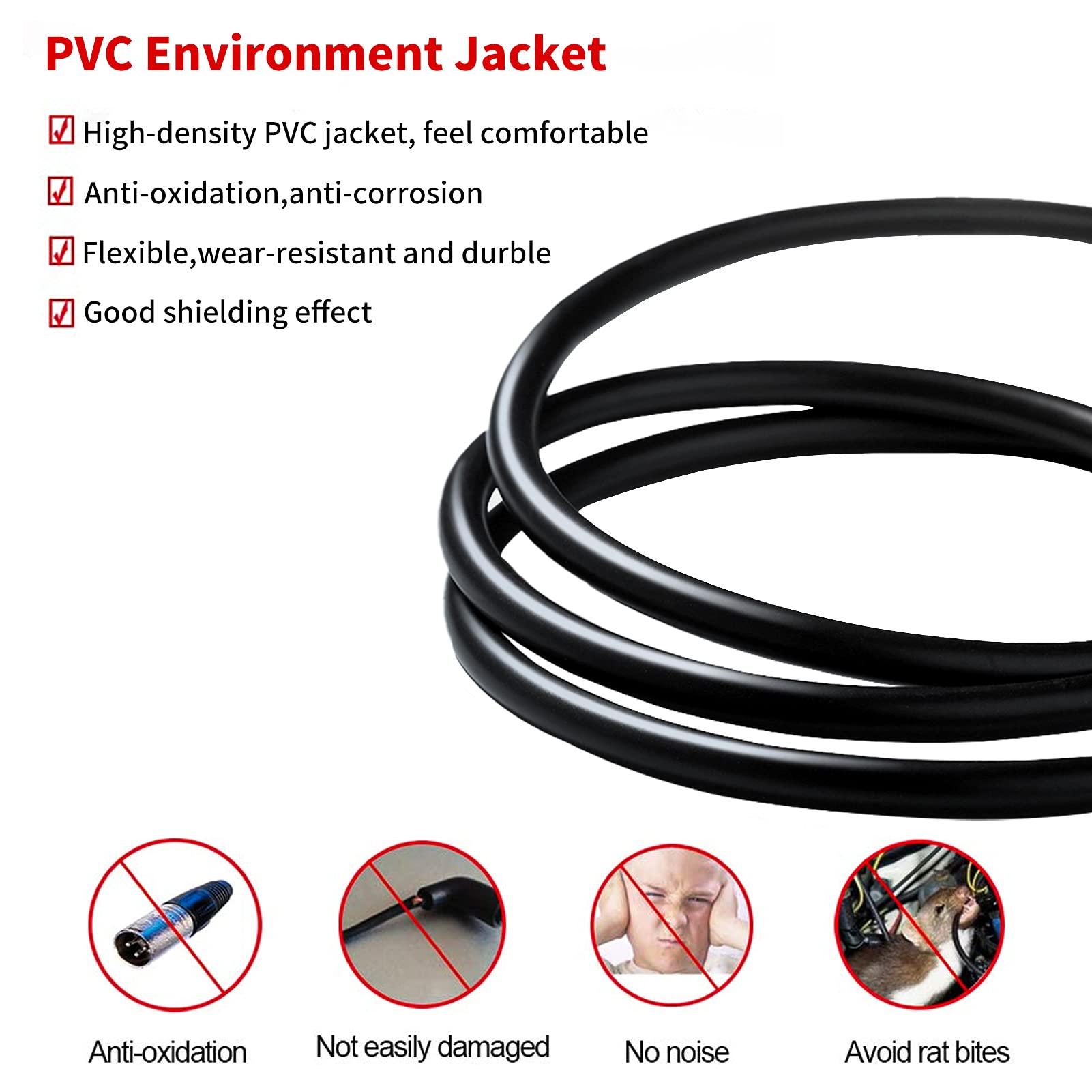 VANDESAIL XLR Cable, 3ft 2 Pack Microphone Cable, XLR Male to Female Balanced Microphone Cord 3 pin, Short 3 Foot Mic Cords, Audio Mic Extension Patch Cable 3 feet (3 Foot, Black)