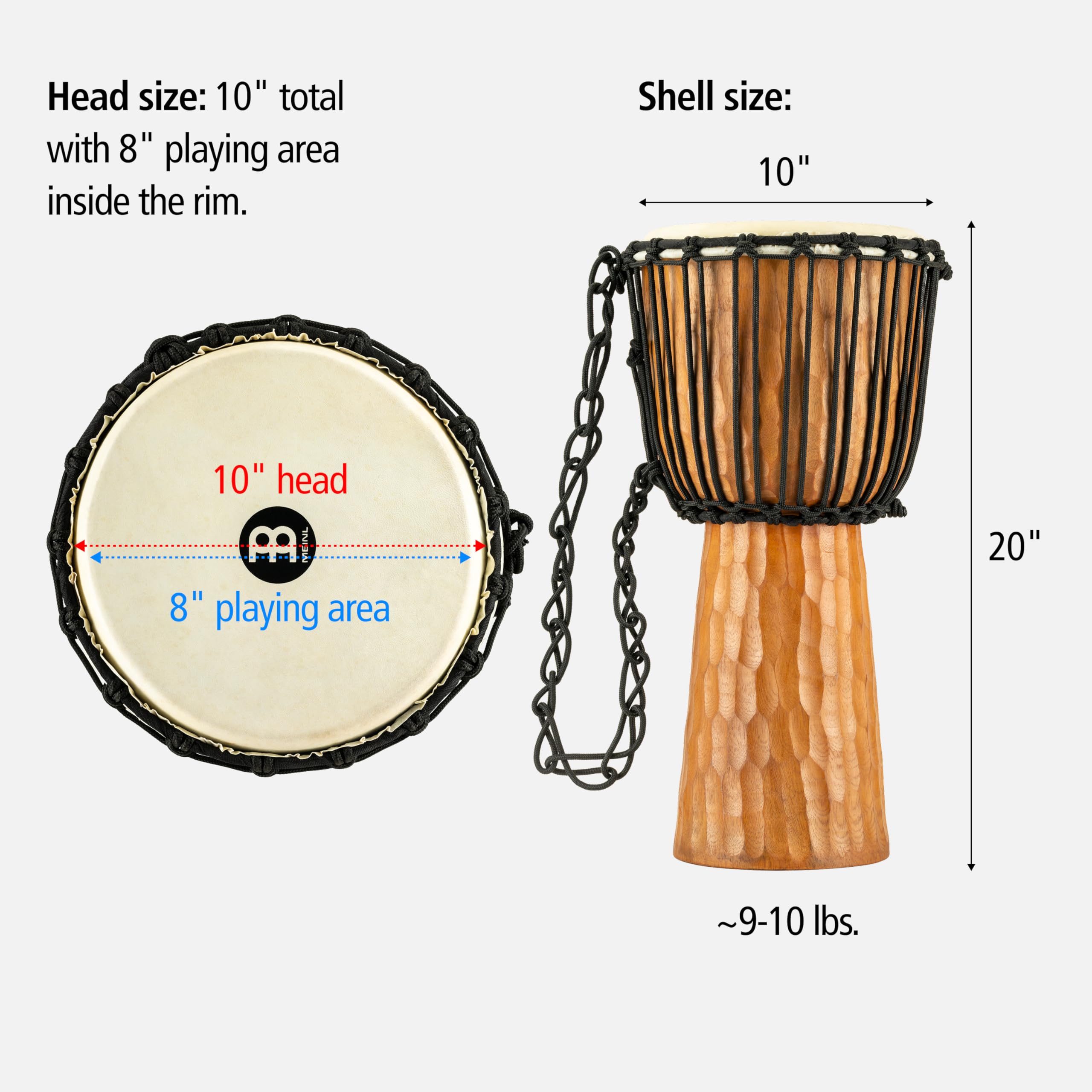 Meinl Percussion Djembe Drum 10″ x 20″ — NOT MADE IN CHINA