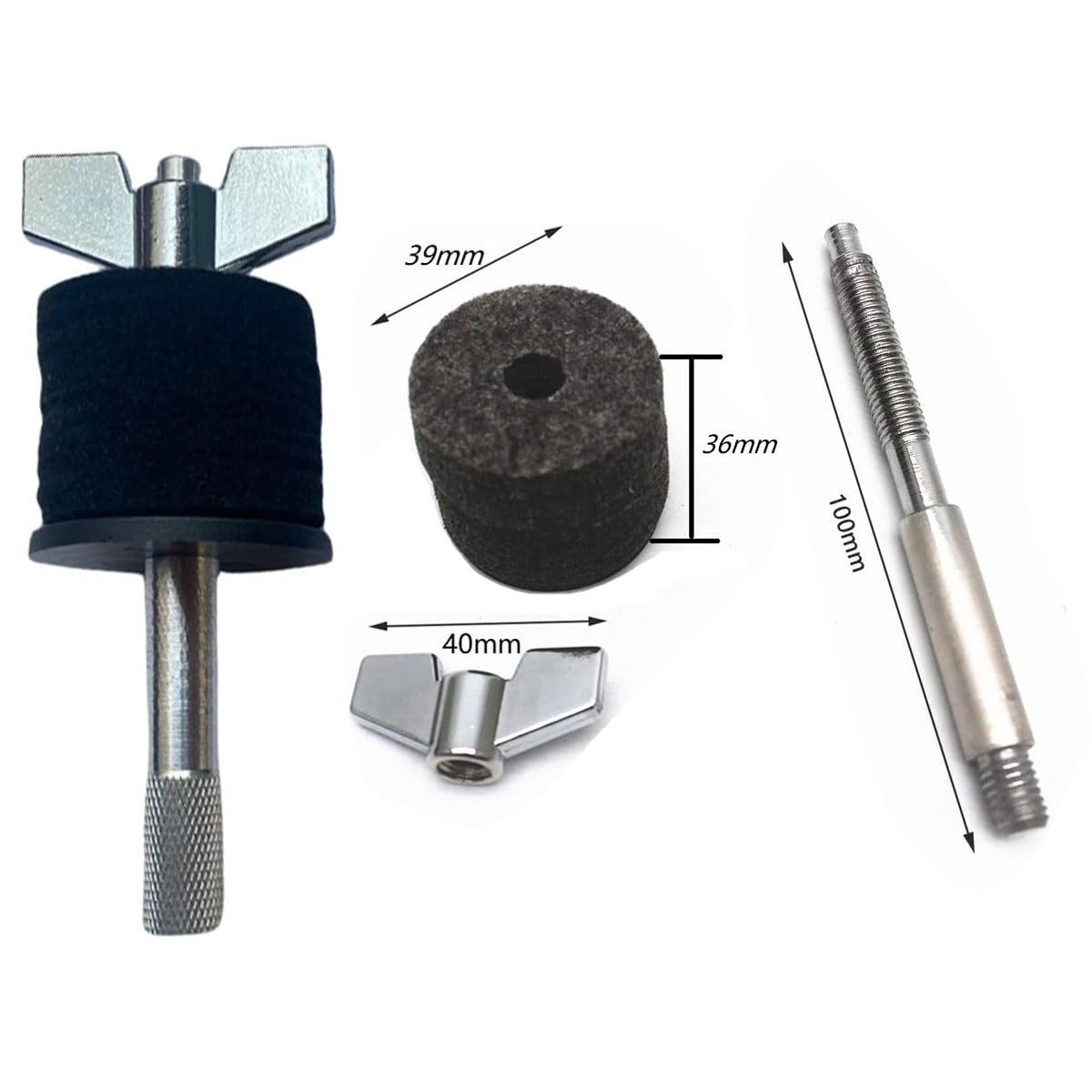 TUOREN 1 Pair Cymbal Stacker, 4 inch and 5.7 inch Cymbal Stacker Mount 8mm Thread Cymbal Stacker Attachment Percussion Instrument Accessories Wing Nut Black