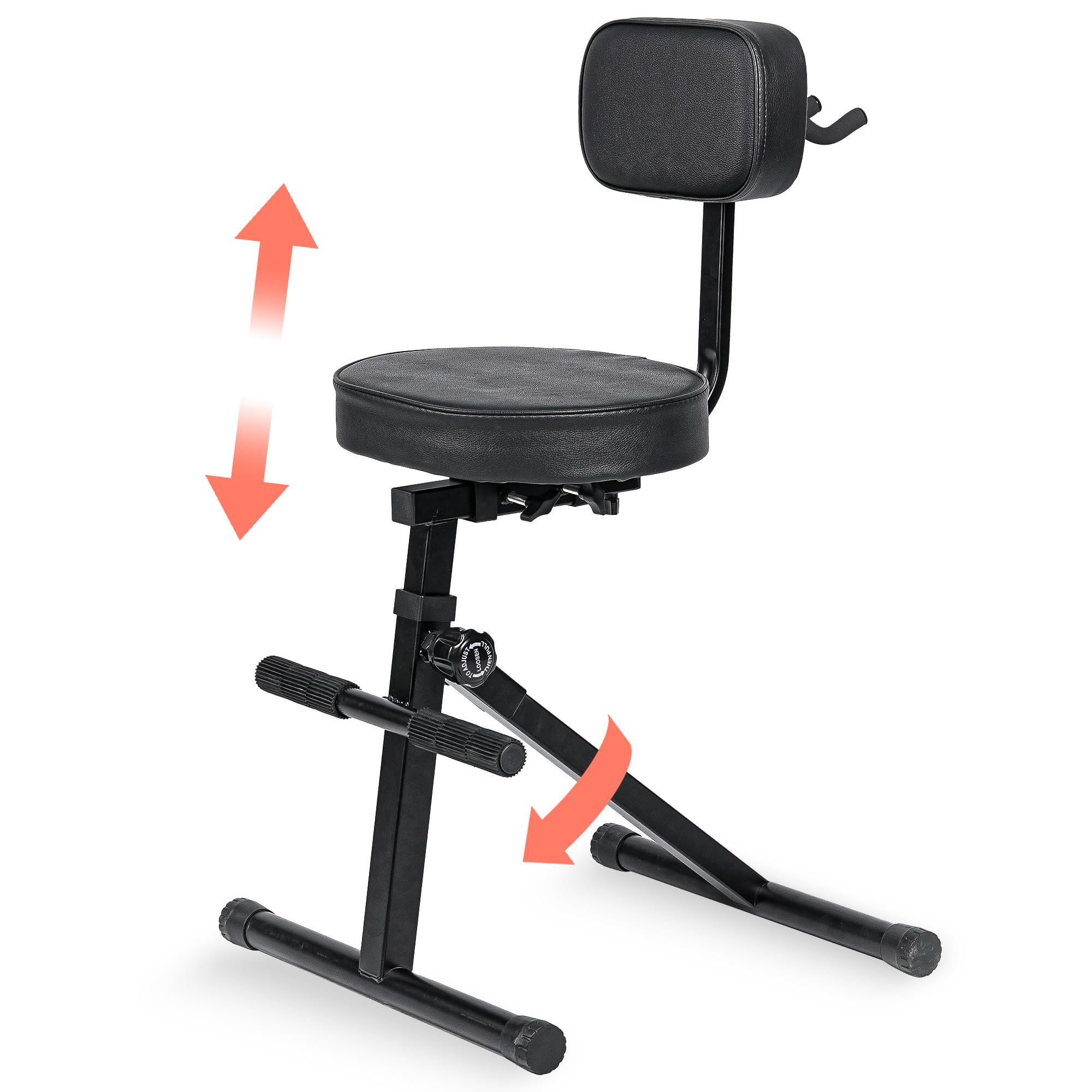 TIZECO Adjustable Guitar Stool with Backrest, Standard Guitar Seat Drum Seat, Adjustable Drum Throne,Musicians Throne