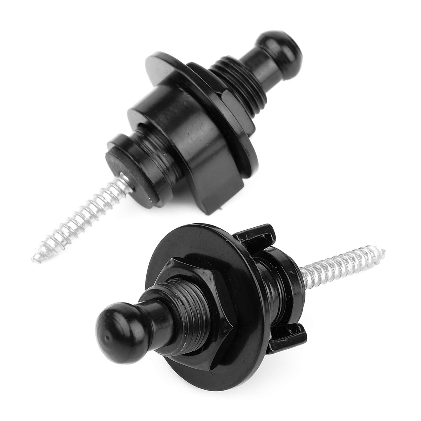 Eison Guitar Strap Locks and Buttons Security Quick Release Straplocks Strap Retainer System Nickel (2 Pieces Pack) (black strap)