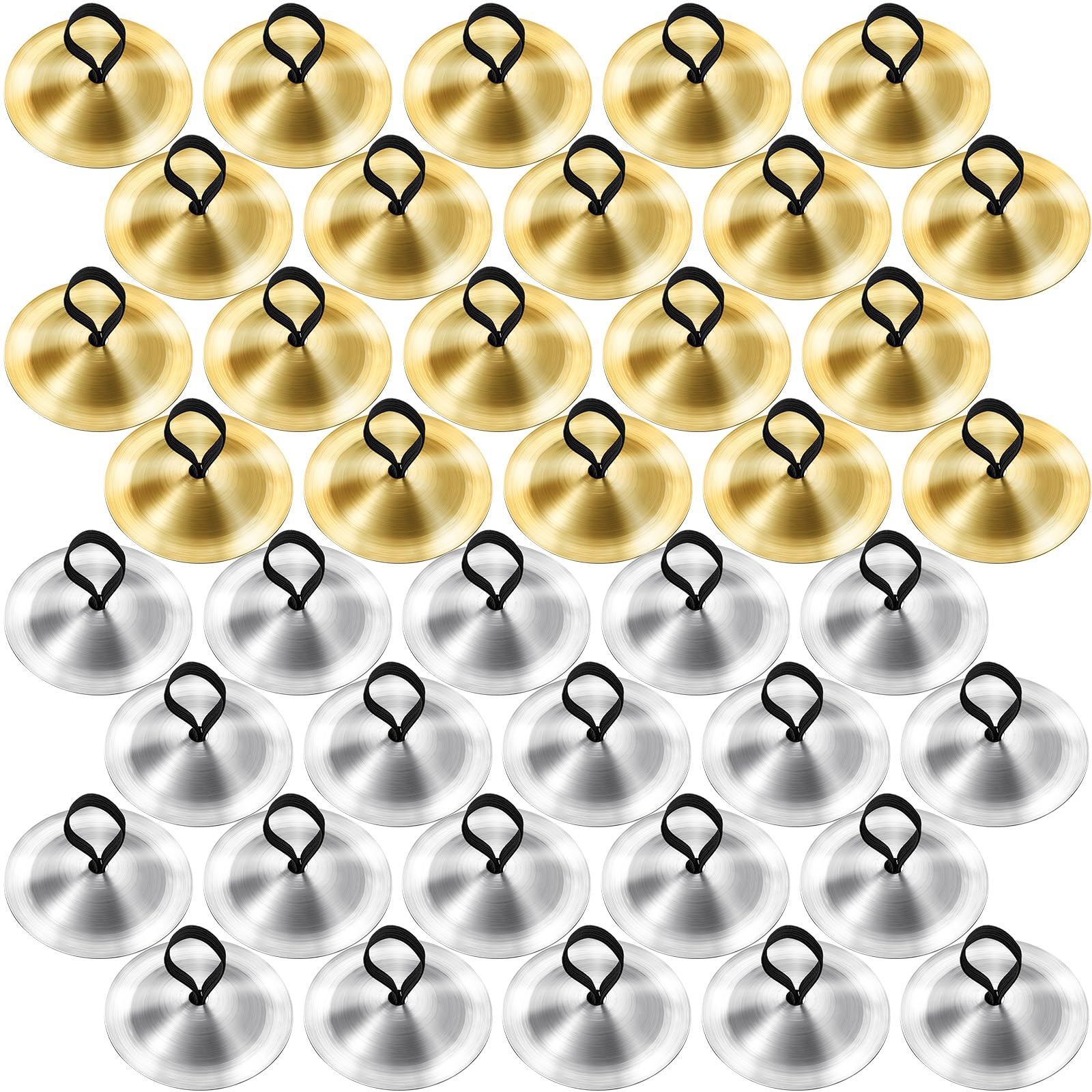 Fiada 40 Pcs Finger Cymbals Belly Dancing Musical Instrument Percussion Zills Instruments for Adults Dancer Party Show Festival Performance(Gold, Silver)