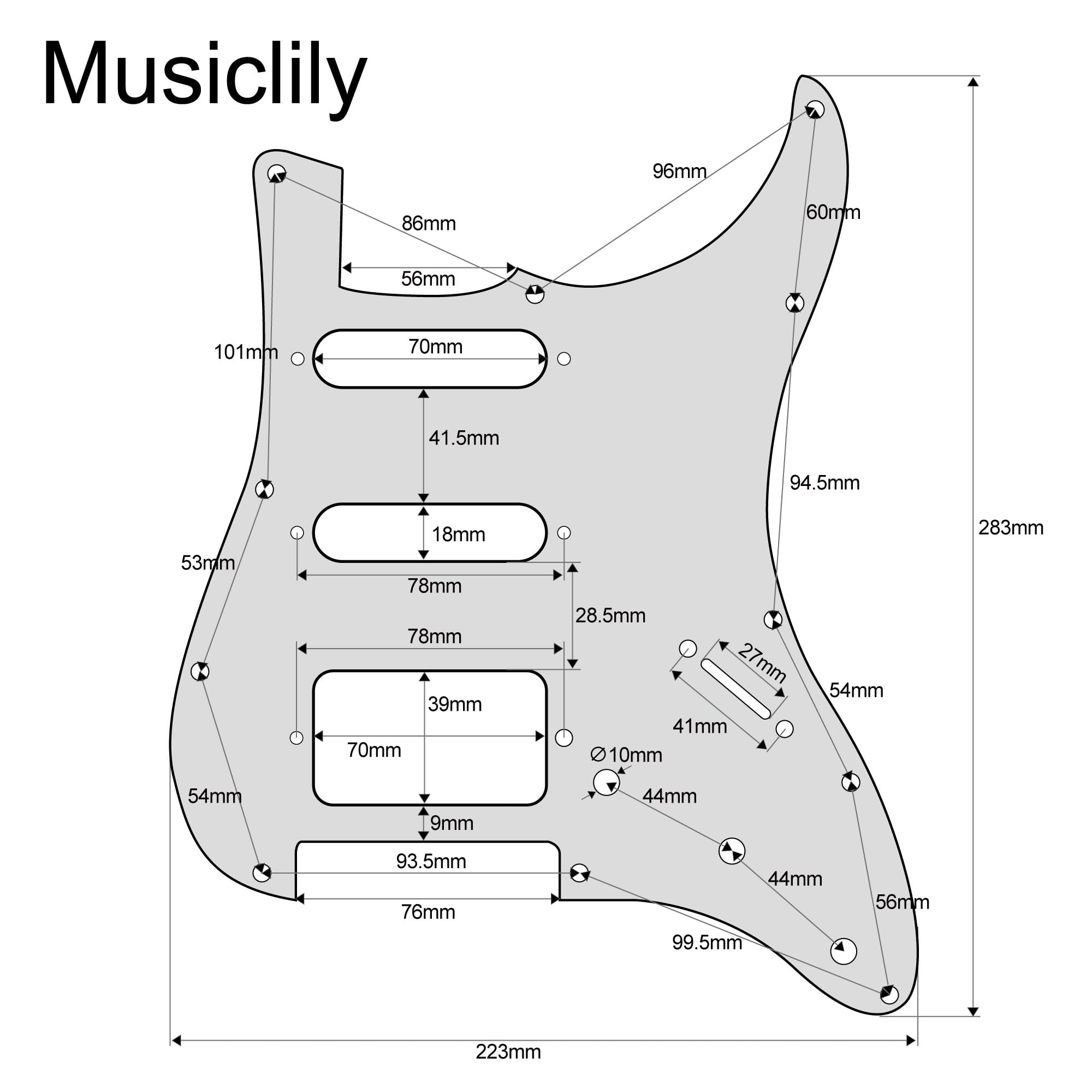 Musiclily Basic Pre-wired Loaded Standard ST HSS Pickguard, Tortoise Shell