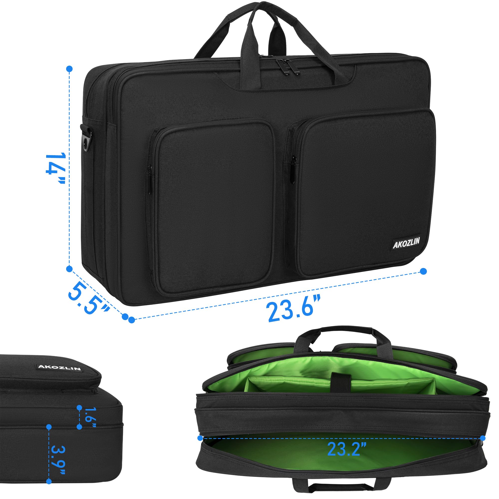 AKOZLIN Multi-layer Controller Gig Bag Padded Mixer Carry Case Fits for Pioneer DDJ SR SR2 RR Denon MC4000 Numark NVII Mixtrack Pro 3 NV Platinum Controller