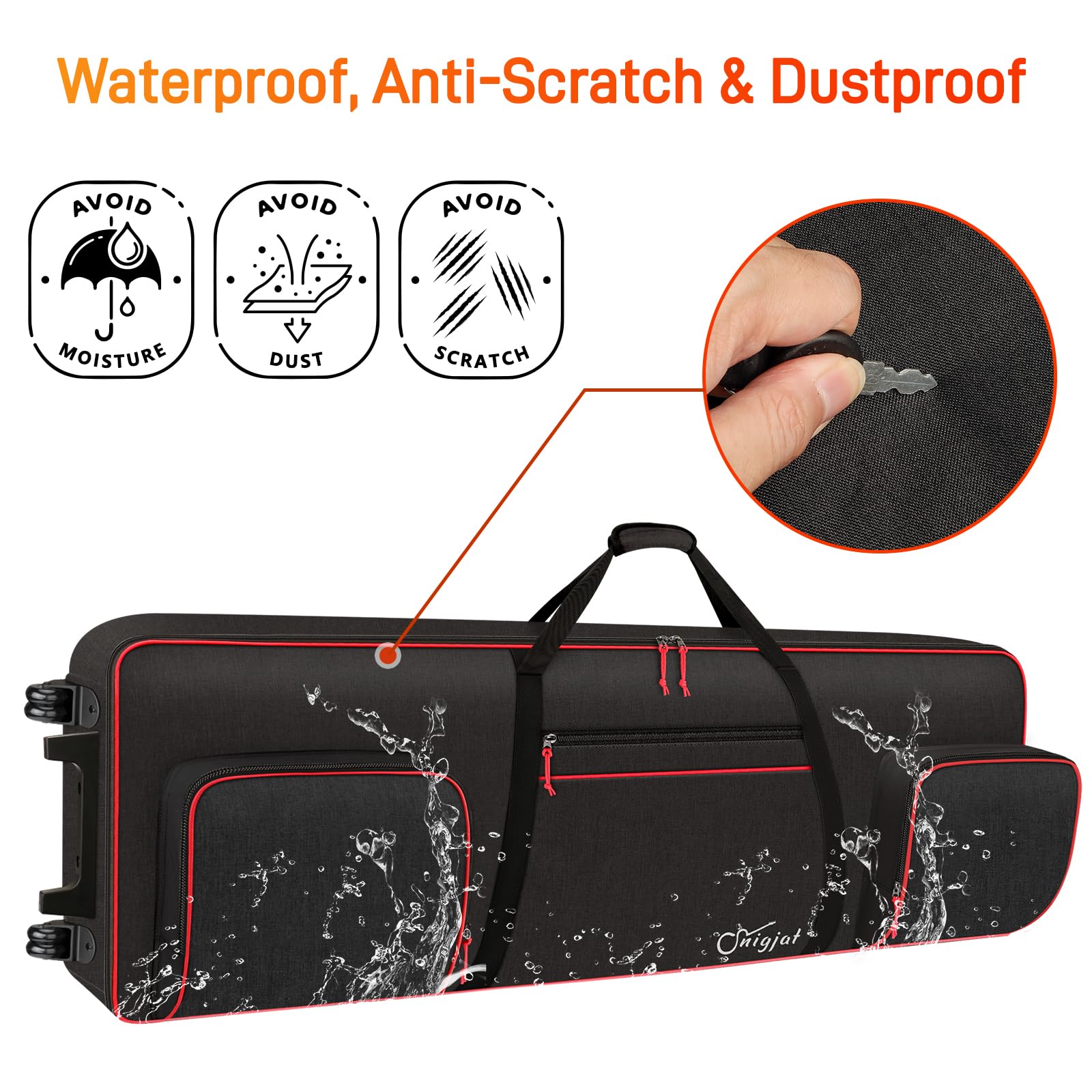 SNIGJAT 88 Key Keyboard Case with Wheels, Full Padded Piano Bag Soft