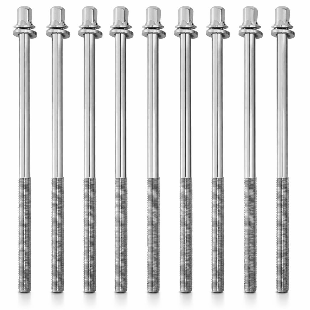 AIAS Bass Drum Tension Rods, 4 1/3 Inch (110mm), 10 Pack