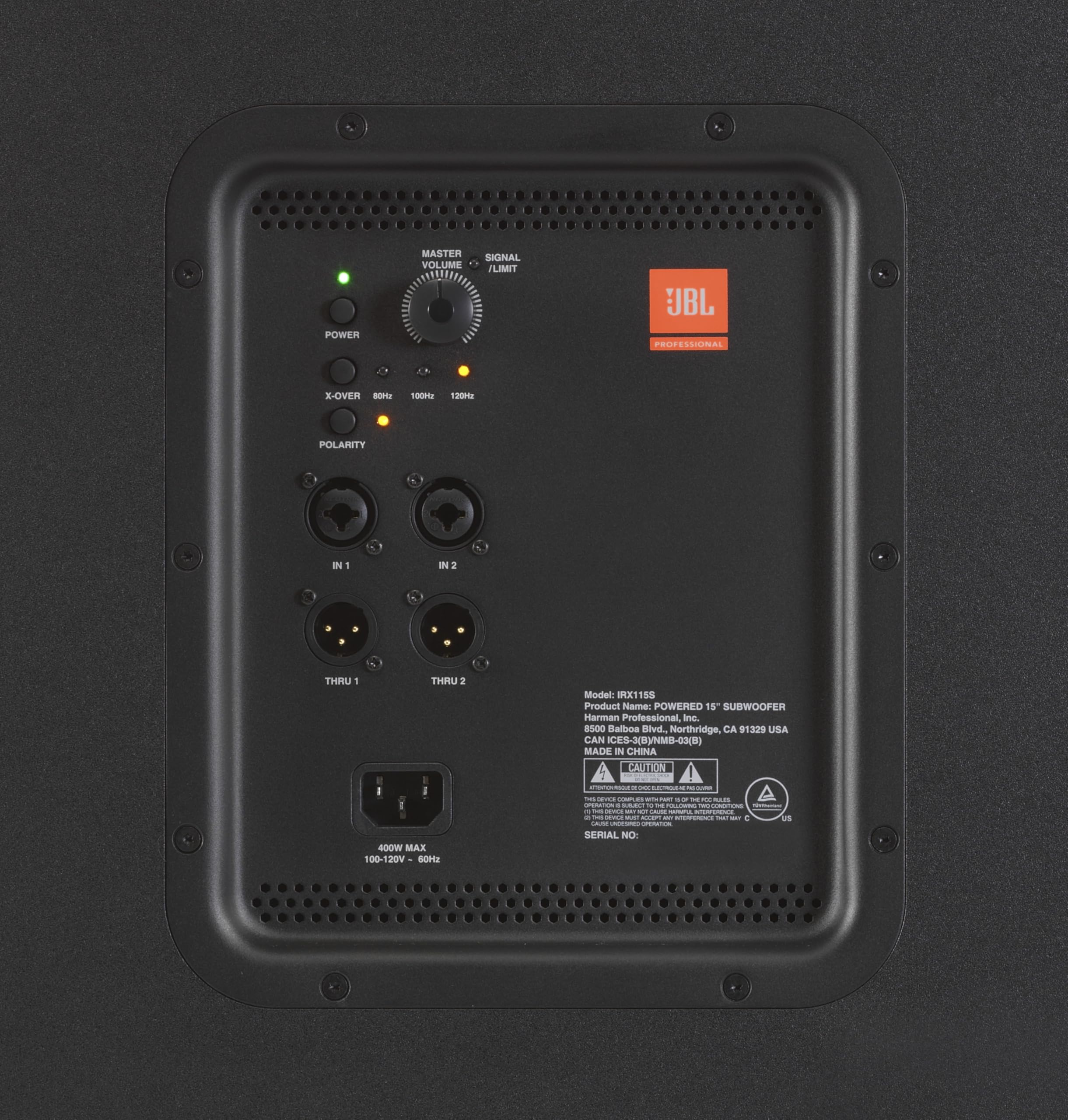 JBL Professional IRX115S Powered Compact Subwoofer, Wired Electric,15-Inch, Black