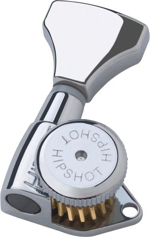 Hipshot 6GLO Grip-Lock Locking Guitar Tuning Machines 3+3 – Universal Mounting Plate UMP included – Chrome