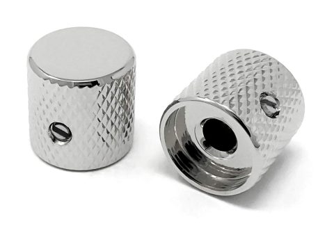 Vintage Forge Chrome Flat-Top Barrel Knobs for Fender Telecaster Guitar and Precision P-Bass (Set of 2) 1/4 Inch Solid Shaft BK30US-CHR
