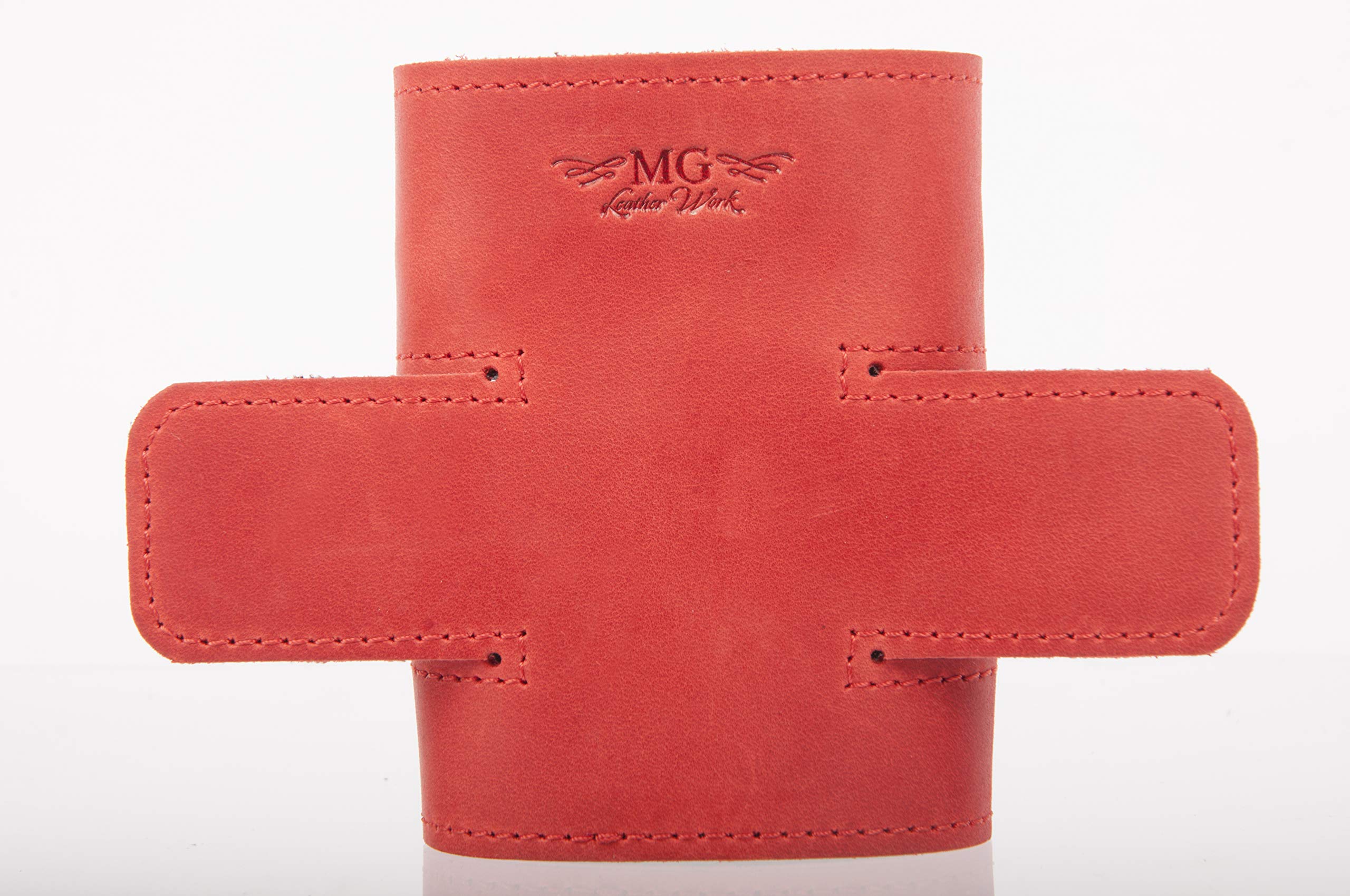 Trumpet Valve Guard Genuine Leather of protection and comfort (Guard, Red)