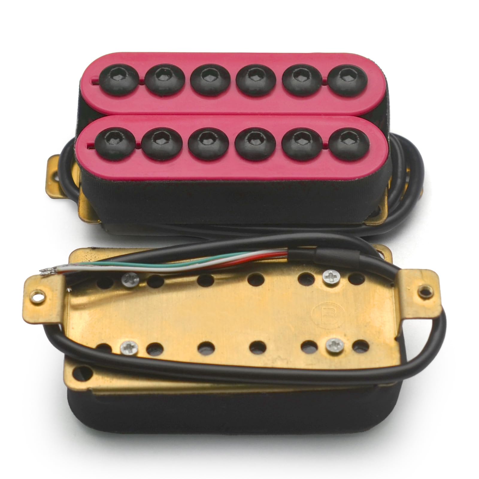 SAPHUE Adjustable Metal Double Coil Electric Guitar Pickups Humbucker Punk Neck/Bridge Pickup (Pink)