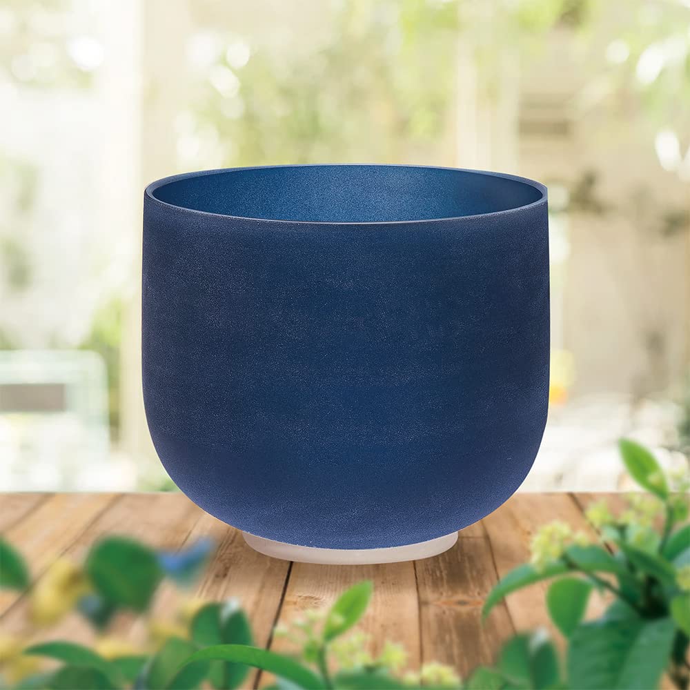 TOPFUND Indigo A Note Crystal Singing Bowl 8 inch Third Eye Chakra with Heavy Duty Carrying Case and Suede Mallet