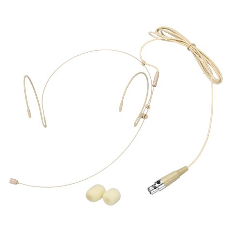 MECCANIXITY Ear Hook Headset Microphone, Double Over Ear Set Hanging Omnidirectional Wired Audio Condenser Microphone Headset with Mini XLR 4 Pin TA4F Plug 3.9ft Cable, Beige