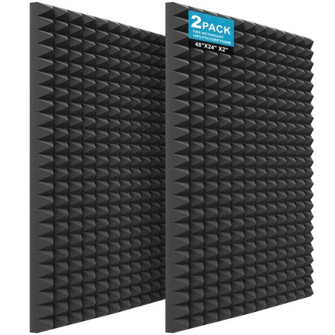 JBER 2 Pack Acoustic Foam Panels, Pyramid Sound Proof Foam Panels for Walls