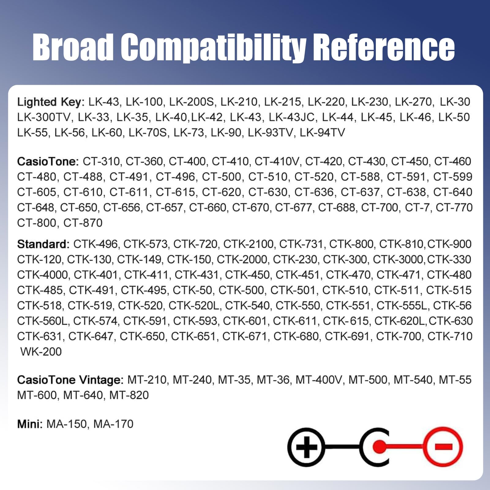 9V Power Adapter Replacement for Casio Keyboard