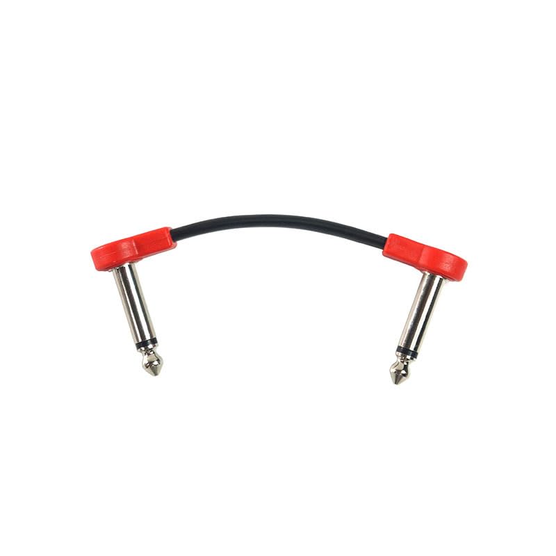 Freleaf Professional Flat Guitar Patch Cables, Noise Free, Save Space, 1/4″ TS Right Angle for Guitar Effect Pedals, 6IN 2 Pack, Red