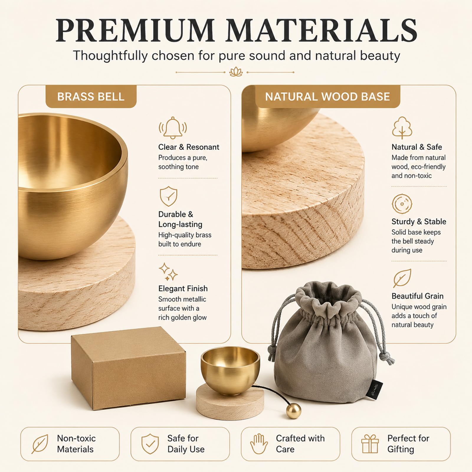 Mini Singing Bowl Set,Portable Brass Meditation Sound Bowl for Yoga