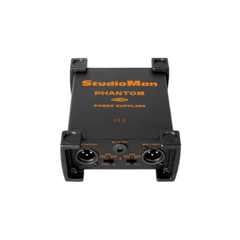 StudioMan PS200 Professional 2-Channel Phantom Power Supply, Black, Dual XLR Input/Output, 12V/24V/48V Switchable Power