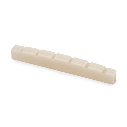 StewMac Slotted Unbleached Bone Nut, Fender, Flat Bottom, 7-1/4″ Radius