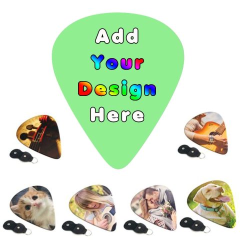 PLKIUYT Custom Guitar Picks 6 Packs Personalized Guitar Pick Double Sided Printing Design Your Own Images Logo Text for Friends Families Birthday Gifts, LightGreen, 0.46mm