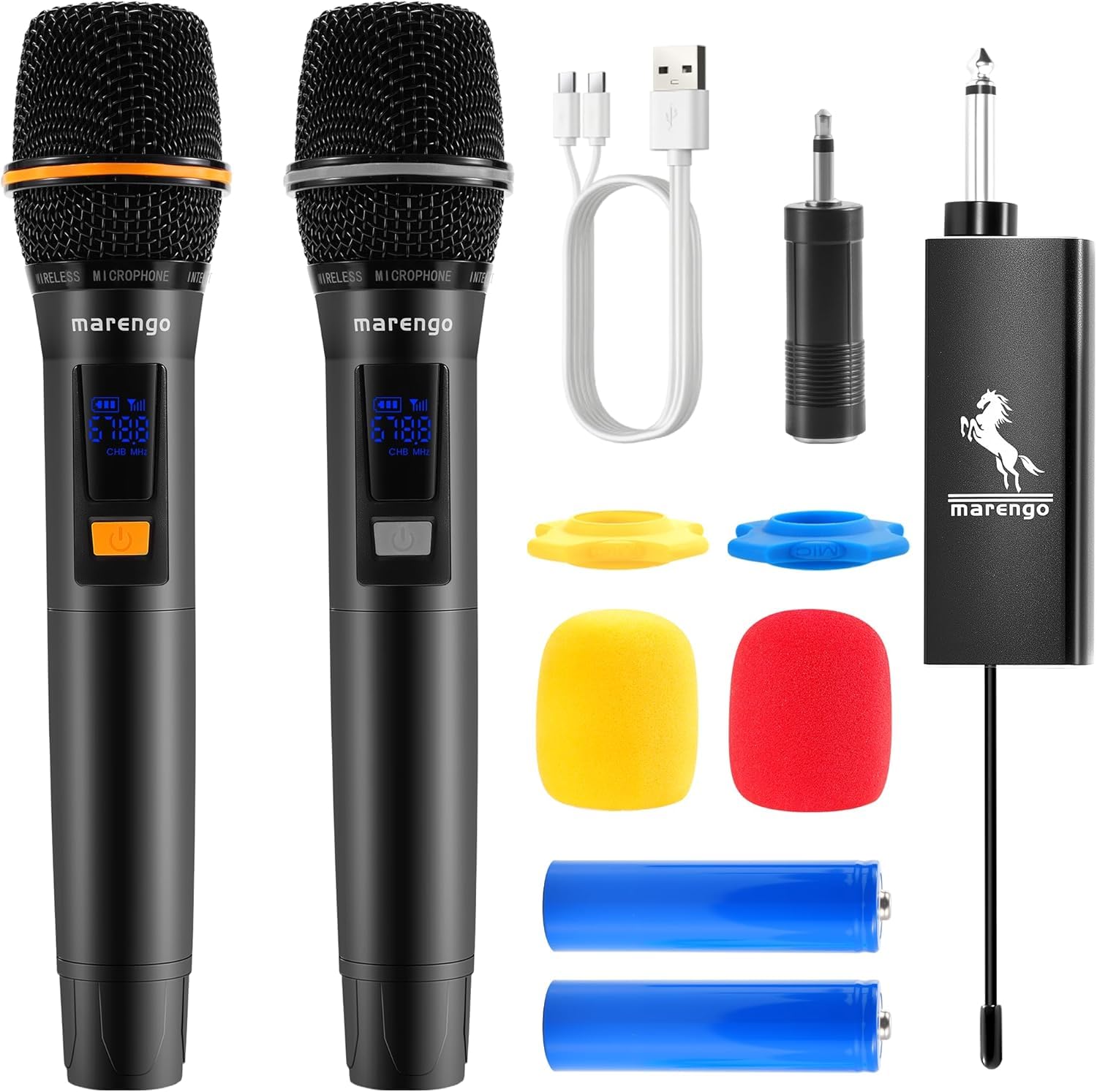 Wireless Microphones, All-Metal Dual UHF Mics, 40H Battery, 260FT Max Range