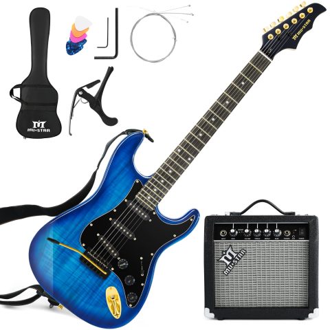 MUSTAR 39 Inch Electric Guitar Kit, Full Size Solid Wood Electric Guitar
