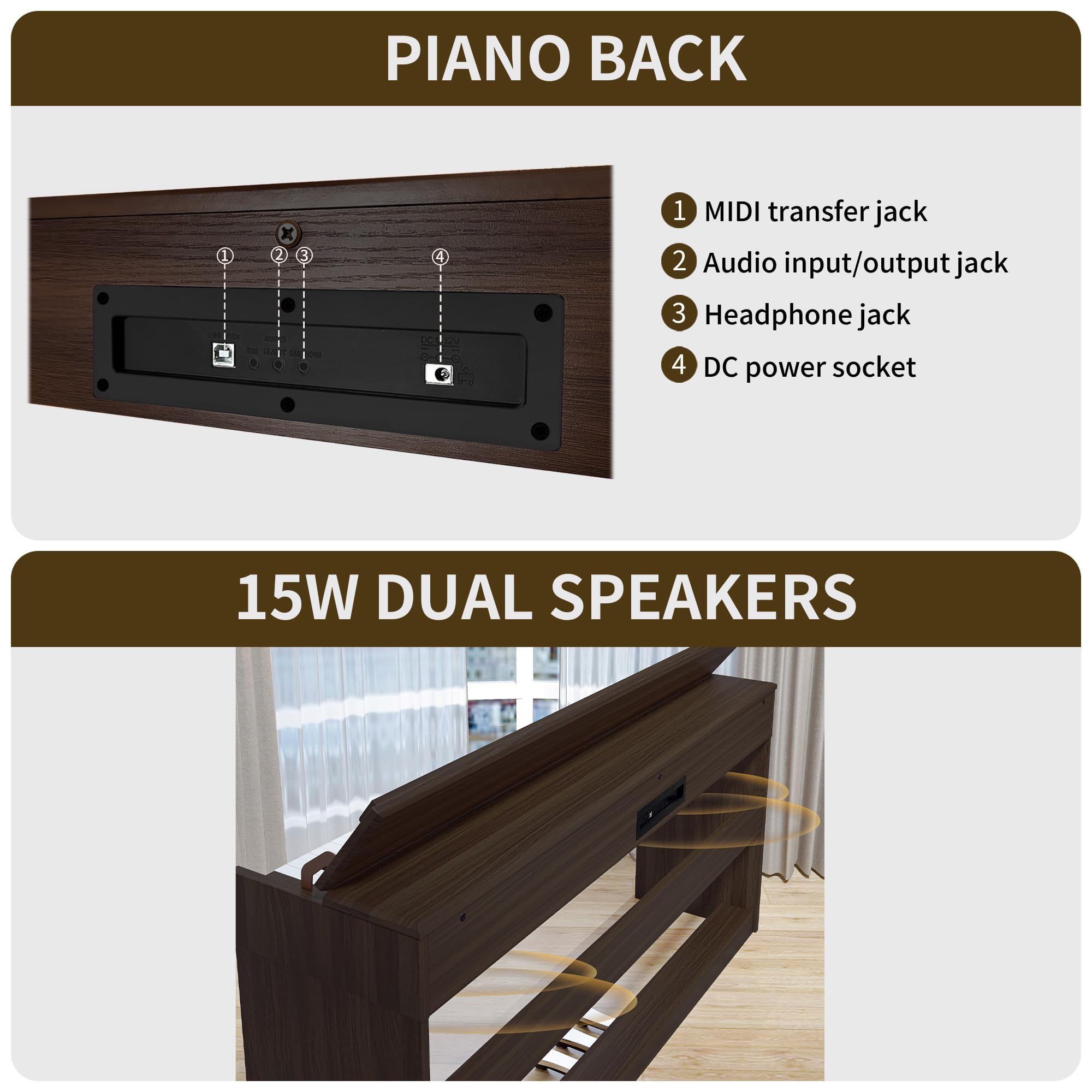 WENCAI 88 Key Digital Piano, Beige