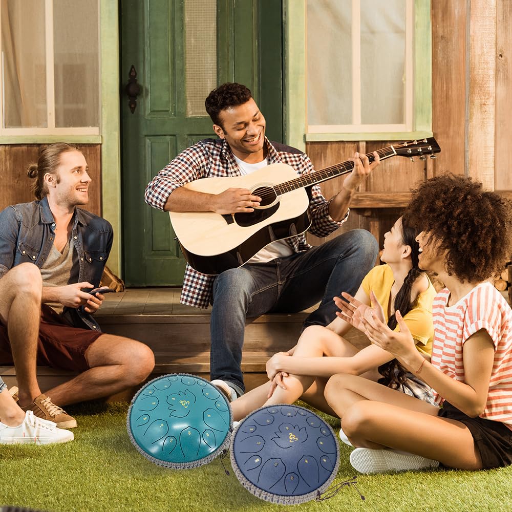 ModouString 13 Inches 15 Notes Steel Tongue Drum,Rain Chime Hand pan with Mallets & Carry Bag Musical Instrument Garden Rain Drum for Adults,Friends