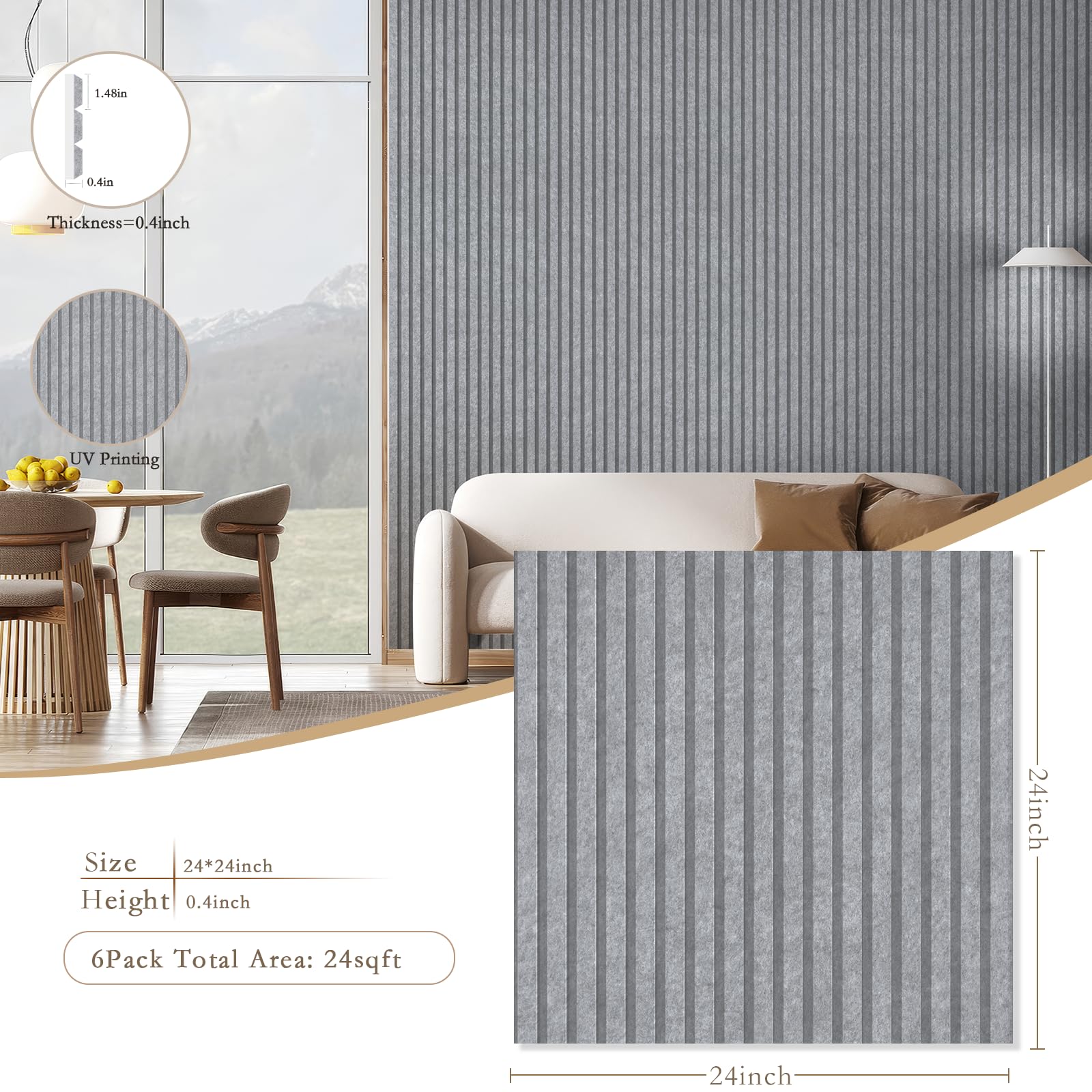 ArtVivid 6 Pack Large Acoustic Panels, Soundproof Wall Panels