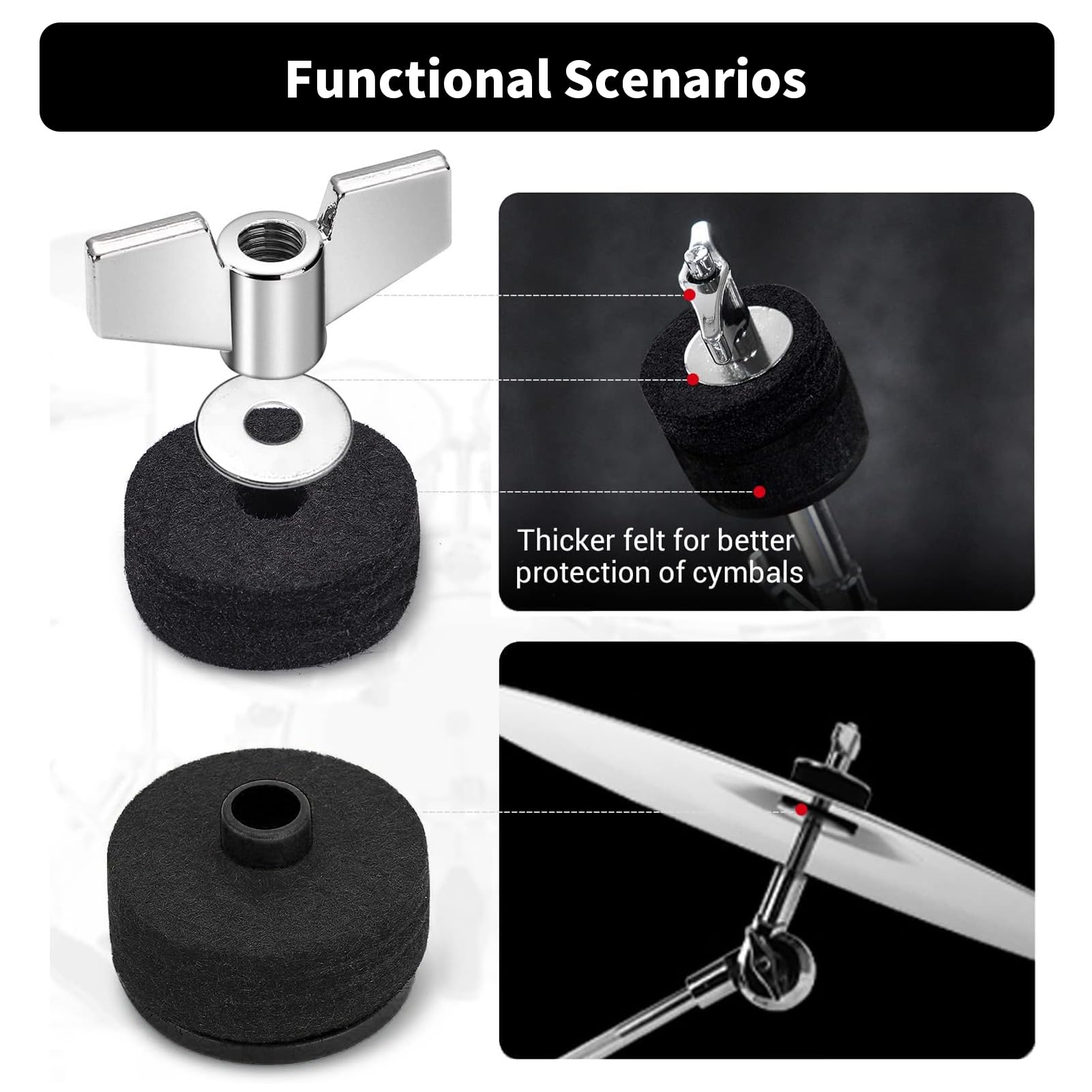 21PCS Cymbal Replacement Accessories, Hi-Hat Clutch, Drum Cymbal Felt Pads