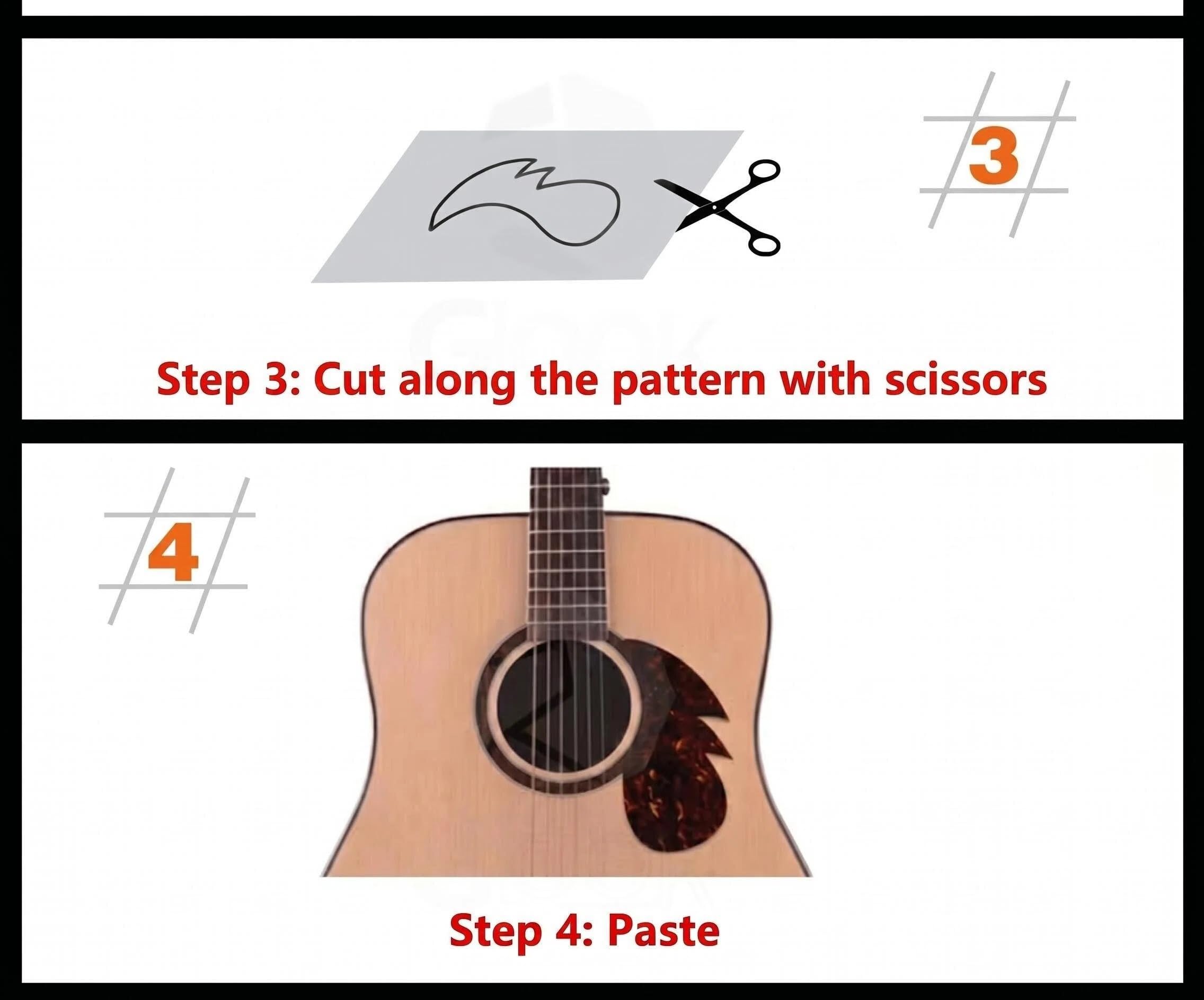 25x20cm Self-Adhesive Acoustic Guitar Pickguard Sheet, Blank DIY Scratch Plate Material Black