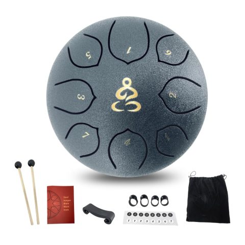 ModouString Steel Tongue Drum 6 Inches 8 Notes, Rain Drum for Outside with Music Book, Drum Mallets Meditation Rain Chime, Musical Instruments for Family, Friends