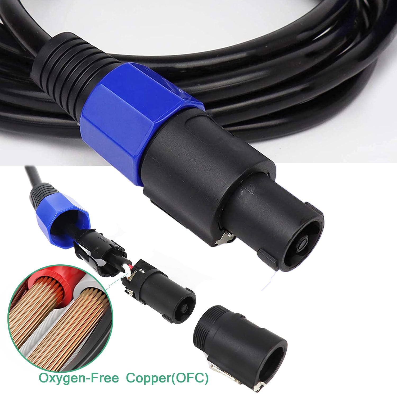HeyTones Professional 2-Pack 25 Feet 12 Gauge Speakon to Speakon Cables