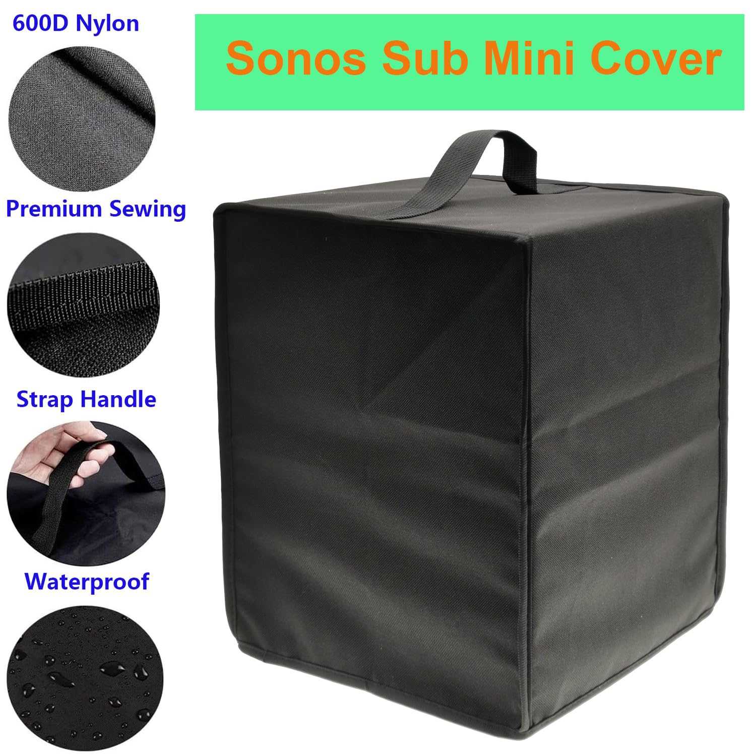 SHTCSZBA Speaker Cover for Sonos Sub Mini – Heavy Duty 600D Nylon, Dustproof, Water-resistant, Scratch-resistant