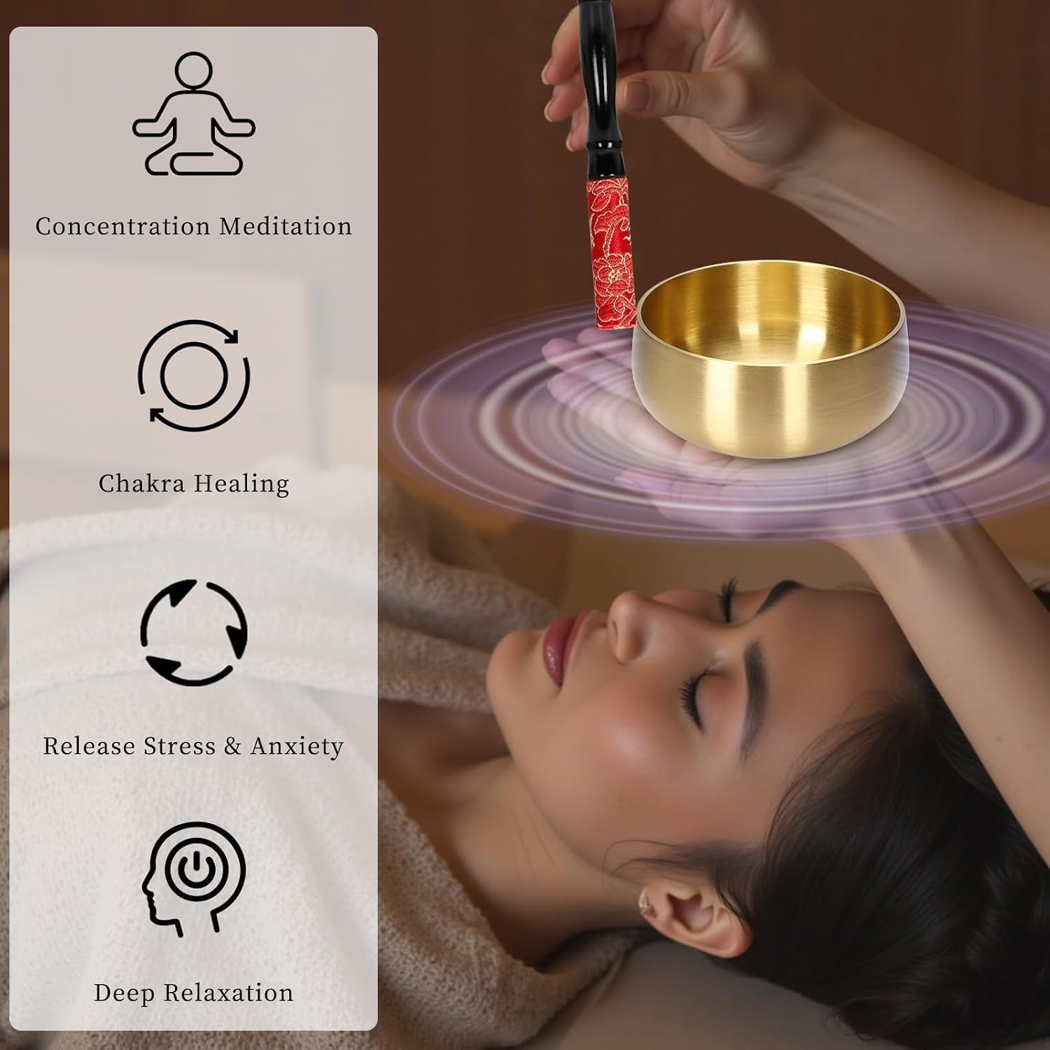 Tibetan Singing Bowl, 4-Inch Sound Bowl Meditation Set