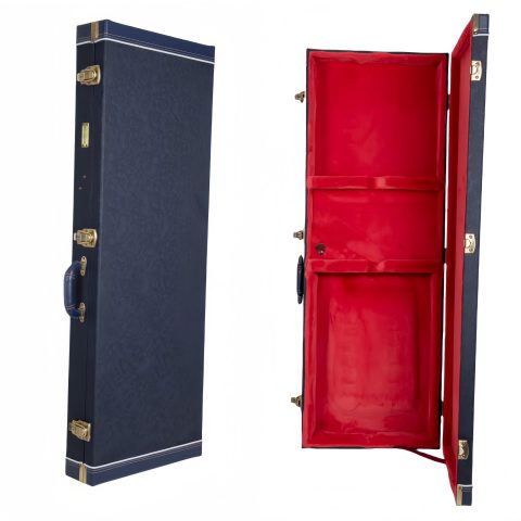Crossrock Relief Series Jazzmaster/Jaguar Guitar Case for Offset Electric Guitars | Carved Ocean Blue Finish, Deep Scarlett Velvet Interior, Lock – Premium Wooden Hardshell