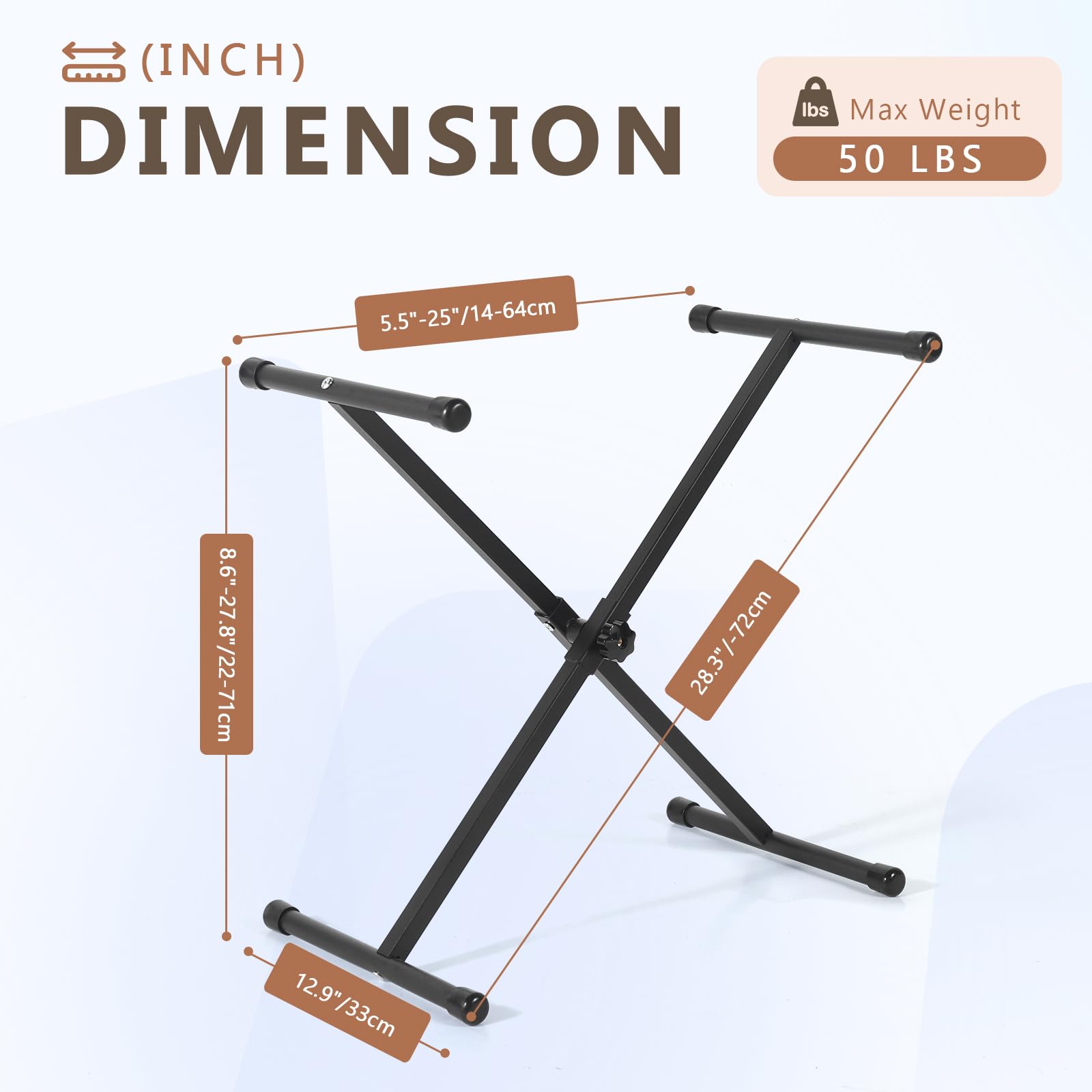 Woxnoc Keyboard Stand, Adjustable X-Shaped Folding Piano Stand , Black